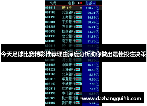 今天足球比赛精彩推荐理由深度分析助你做出最佳投注决策